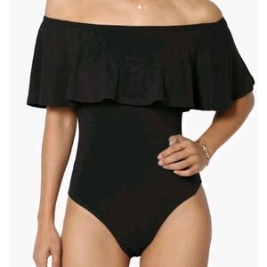 Gaze USA Bodysuit Womens Small One Piece Off the Shoulder Ruffle Sexy Party Goth